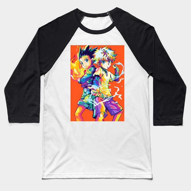 Gon And Killua Pop Art Baseball T-Shirt by Zet Art